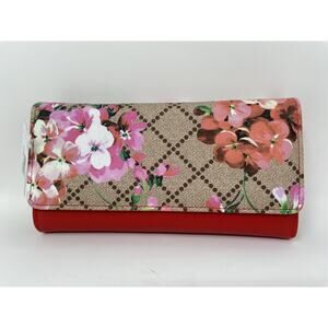 AR NEW YORK Wristlet Wallet Tan And Red Floral New